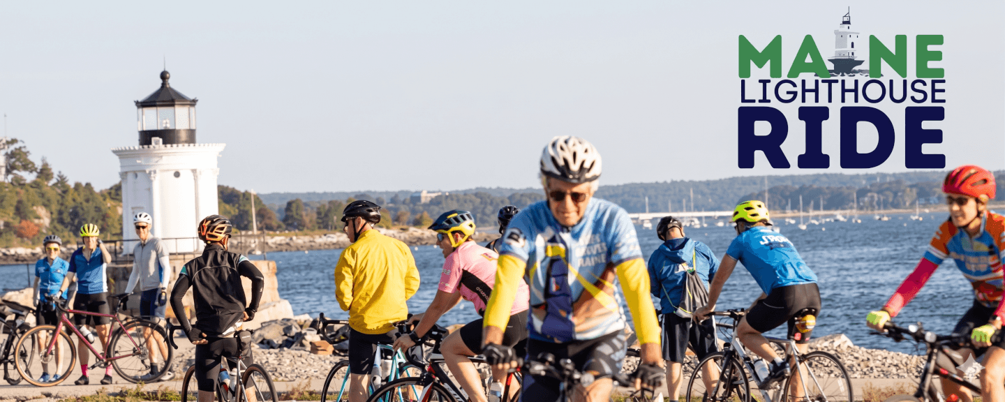 Bikers preparing for the Maine Lighthouse Ride.